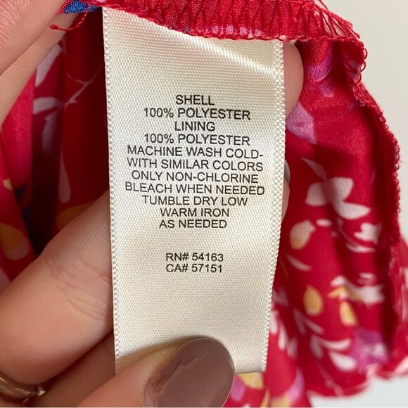Eliza J Twist Bust Mini Dress Red Floral Ruffle Flowy Size 10 NWOT - Picture 8 of 9